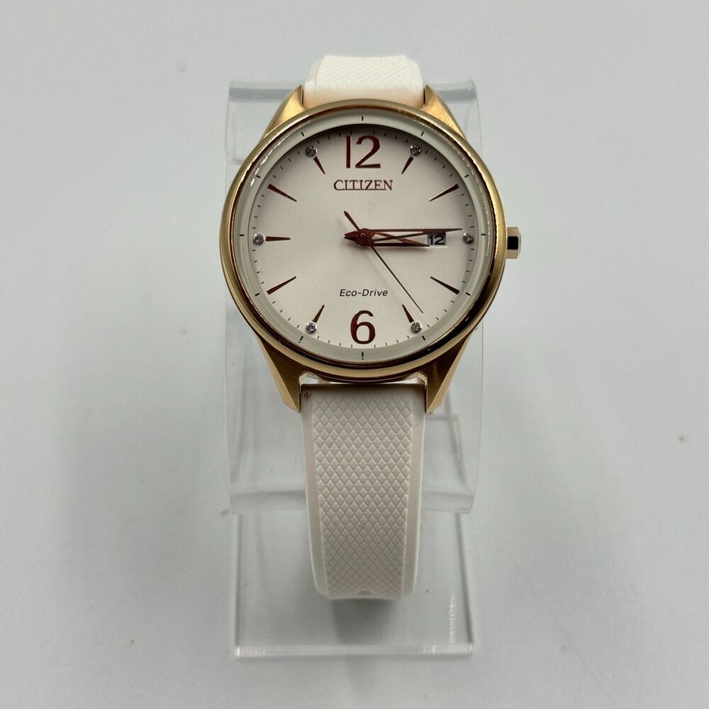Citizen Chandler FE6103-00A Womens White Crystal Eco-Drive Gold Watch - Picture 2 of 16